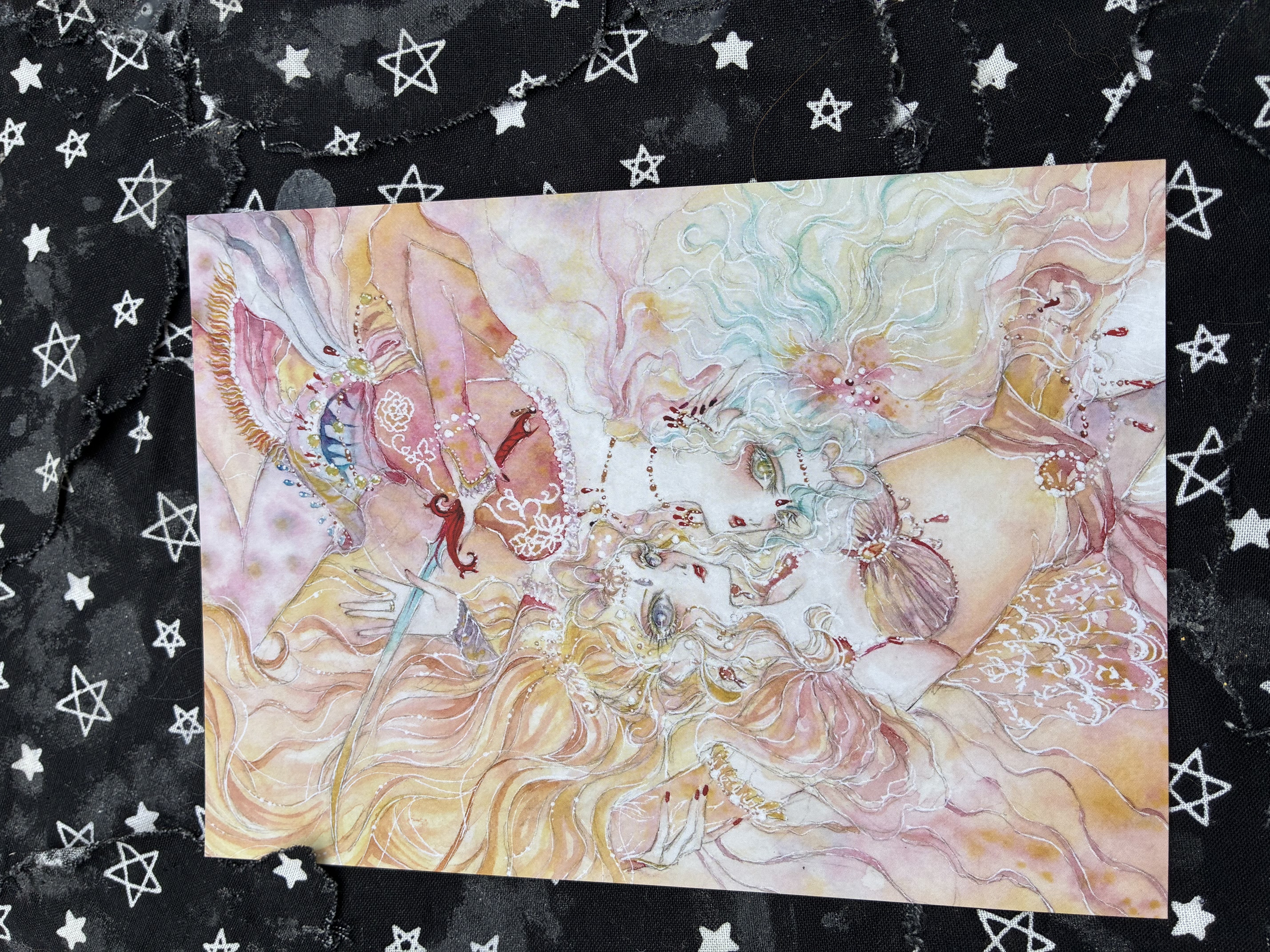 Art print of Final fantasy 6 Terra laying next to Final fantasy 4 Rosa.